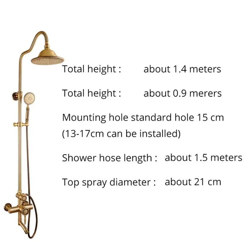 Antique Bronze Shower System Wall Mounted Multifunction Single Handle Hot And Cold Faucet Combo With Spray Head Handheld Sprayer Bath Tub Spout Heavy Duty Smooth Flow Quick Hookup Tough Build