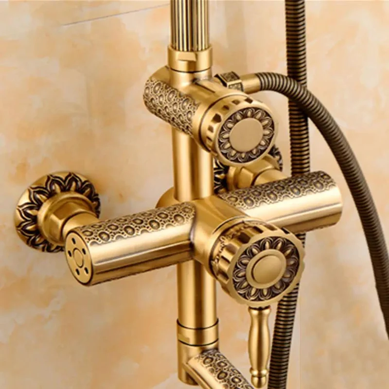 Antique Bronze Shower System Wall Mounted Multifunction Single Handle Hot And Cold Faucet Combo With Spray Head Handheld Sprayer Bath Tub Spout Heavy Duty Smooth Flow Quick Hookup Tough Build