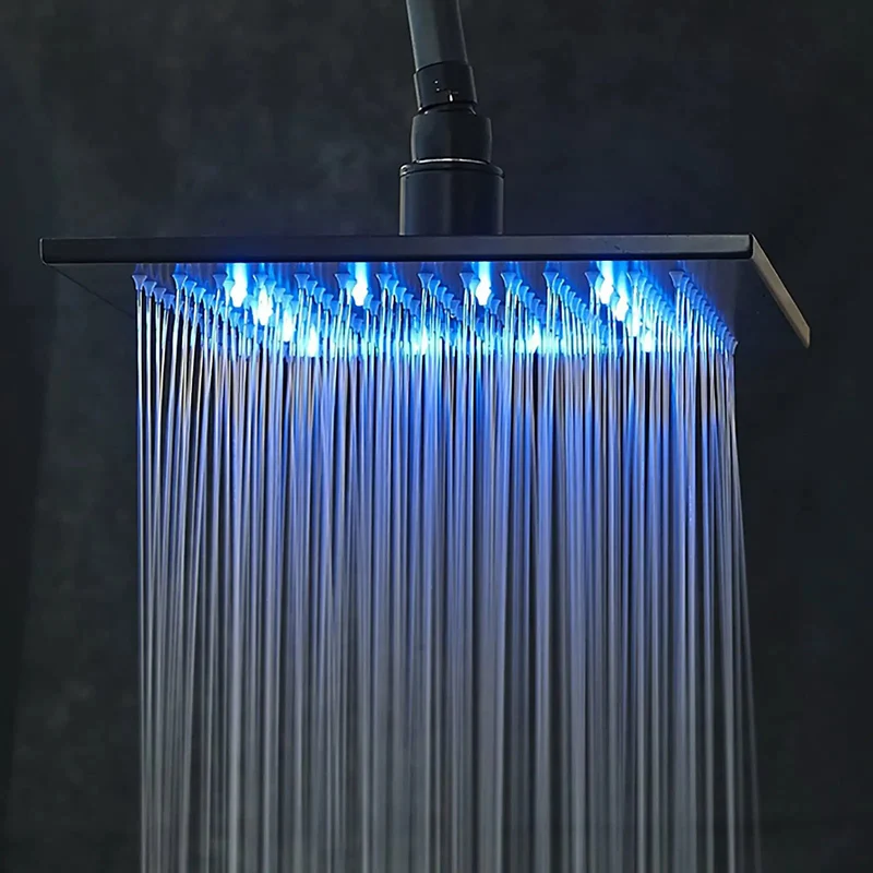 Badass Black Shower System Crafted From Heavy Duty Brass Featuring A Smart LED Digital Display, 8 Inch Rainfall Waterfall Combo Kit With Smooth Handheld Sprayer For Zero Hassle Bath Updates