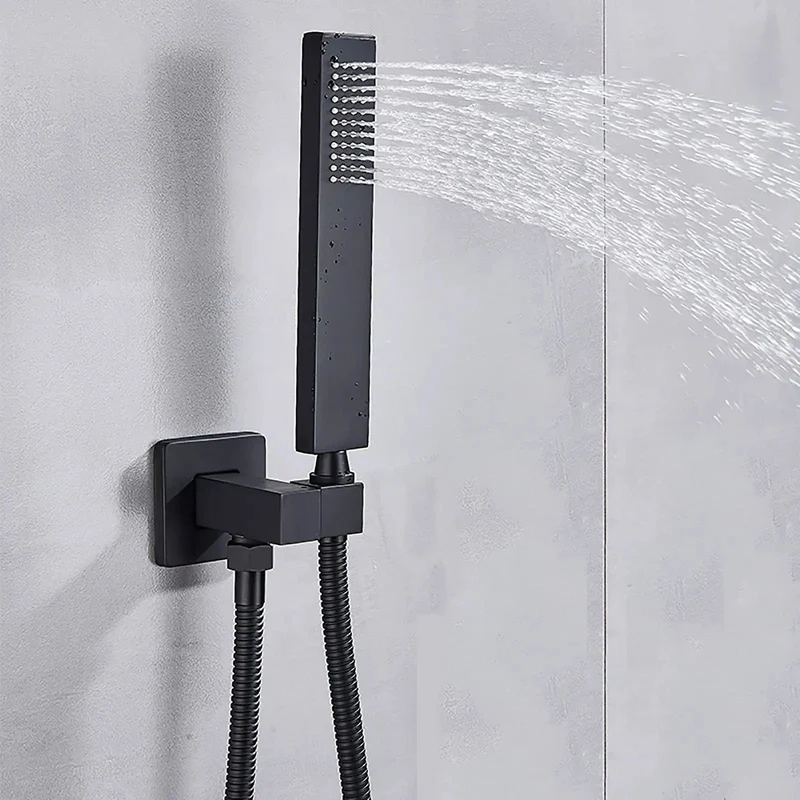 Badass Black Shower System Crafted From Heavy Duty Brass Featuring A Smart LED Digital Display, 8 Inch Rainfall Waterfall Combo Kit With Smooth Handheld Sprayer For Zero Hassle Bath Updates
