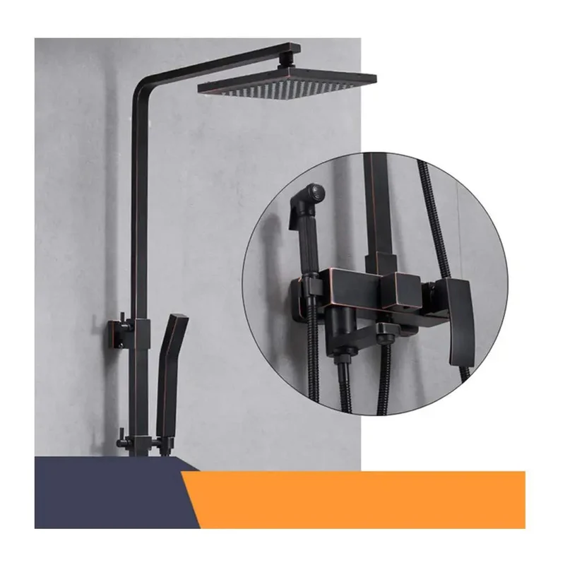 Badass Matte Black 4-in-1 Shower System, Heavy-Duty Multifunction Shower Combo With Single Handle, High-Pressure Handheld Showerhead, Tub Spout, Bidet Sprayer, Swanky Dual Control Bathroom Showstopper.