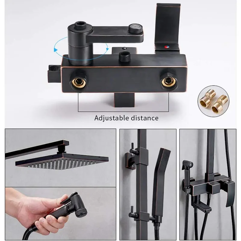 Badass Matte Black 4-in-1 Shower System, Heavy-Duty Multifunction Shower Combo With Single Handle, High-Pressure Handheld Showerhead, Tub Spout, Bidet Sprayer, Swanky Dual Control Bathroom Showstopper.