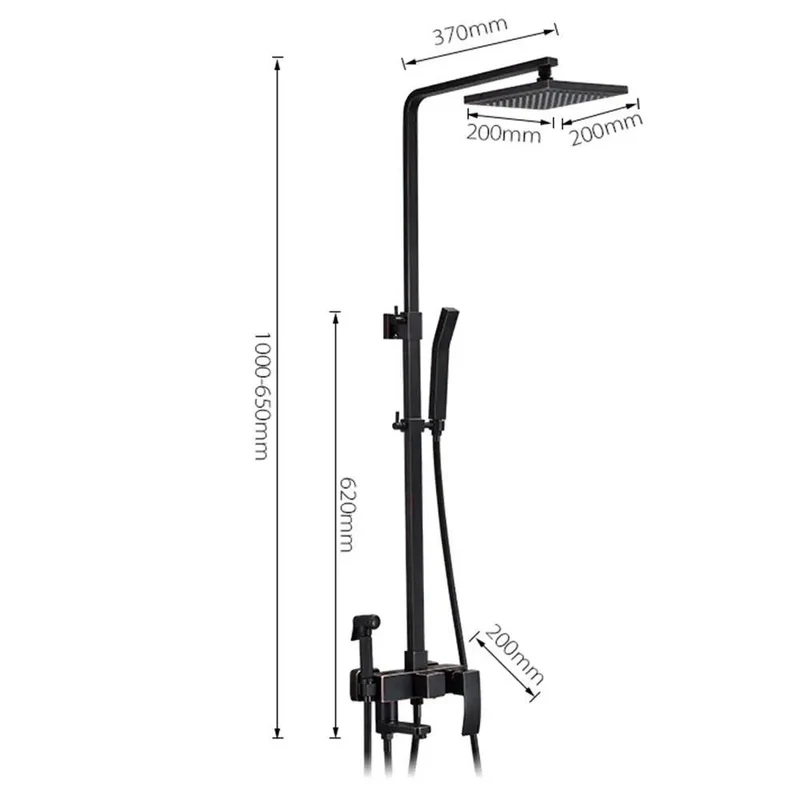 Badass Matte Black 4-in-1 Shower System, Heavy-Duty Multifunction Shower Combo With Single Handle, High-Pressure Handheld Showerhead, Tub Spout, Bidet Sprayer, Swanky Dual Control Bathroom Showstopper.