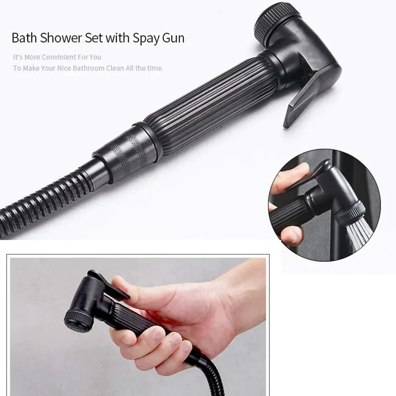 Badass Matte Black 4-in-1 Shower System, Heavy-Duty Multifunction Shower Combo With Single Handle, High-Pressure Handheld Showerhead, Tub Spout, Bidet Sprayer, Swanky Dual Control Bathroom Showstopper.