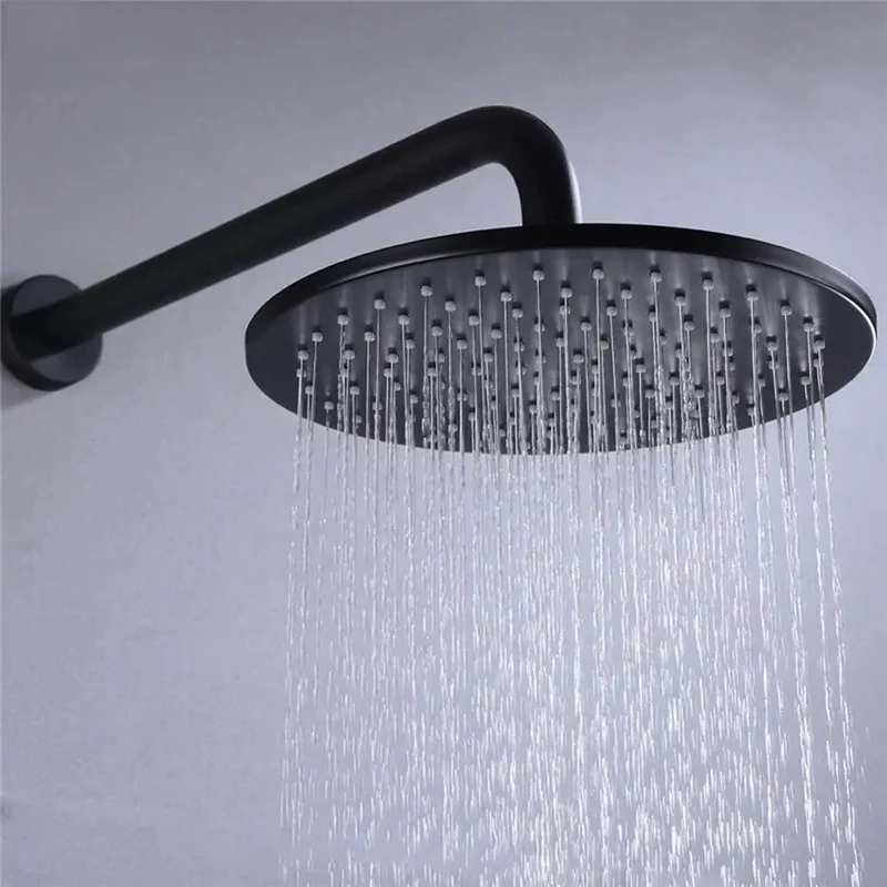 Black Thermostatic Shower System With Wall Mounted Brass Faucet And Rock Solid Anti Scald Temperature Control For A No Sweat Daily Shower Upgrade Featuring A Smooth Handle And 12 Inch Head With Handheld Wand