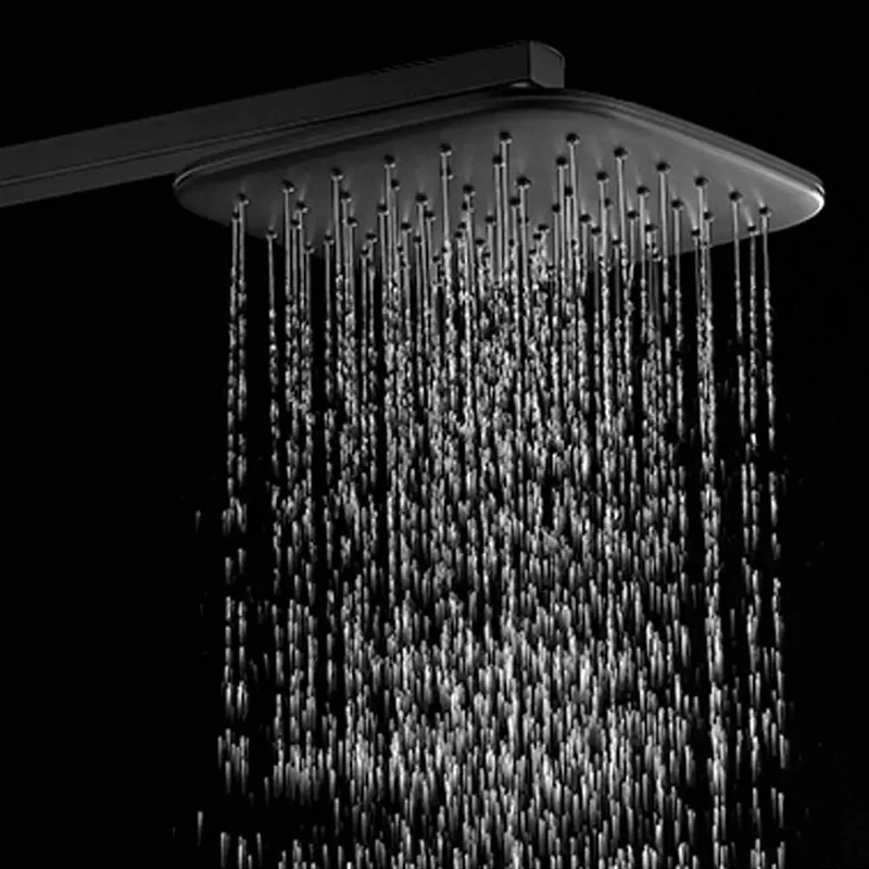 Contemporary Black Shower Combo With Single Handle Control Square ABS Head And Handheld Sprayer Wide Mist Hot Cold Faucet Set For Effortless Washing And A Slick Bathroom Upgrade