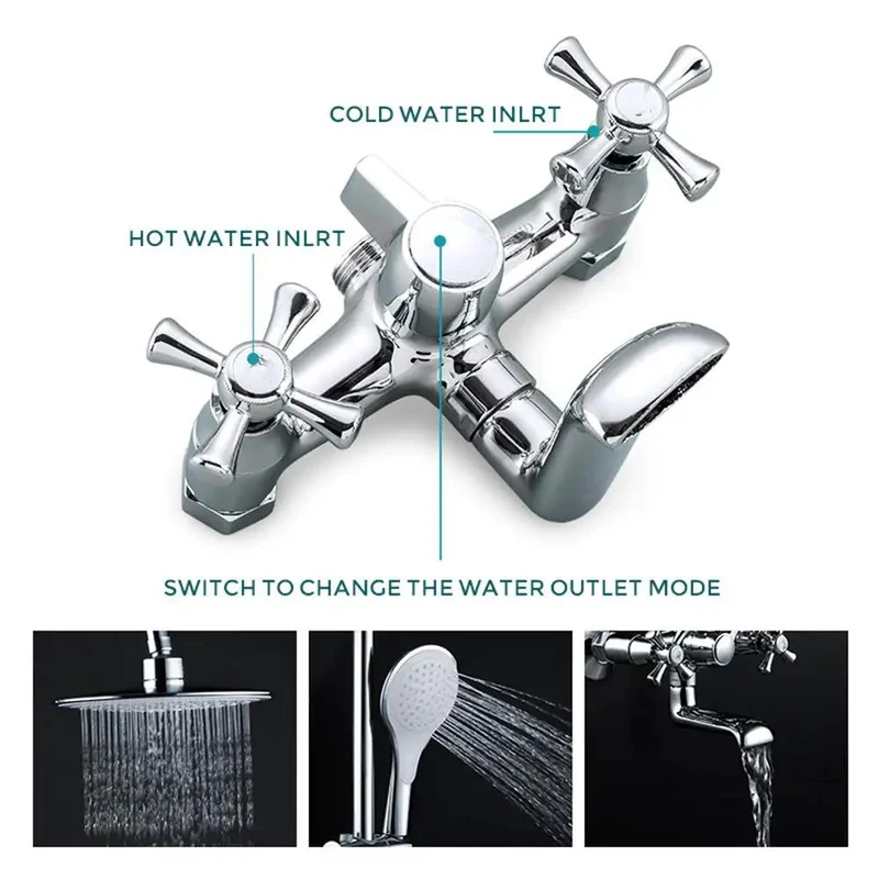 Turn Your Bath Setup Into A Rock Solid Retreat With This Eight Inch Wall Mounted Shower System In Brass Chrome Featuring A Multifunction Showerhead Handheld Shower And Bathtub Faucet