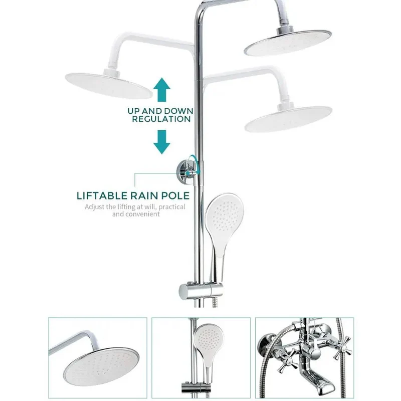 Turn Your Bath Setup Into A Rock Solid Retreat With This Eight Inch Wall Mounted Shower System In Brass Chrome Featuring A Multifunction Showerhead Handheld Shower And Bathtub Faucet