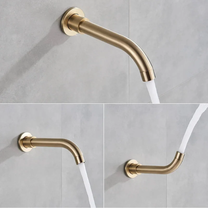 Super Slick Brushed Gold Shower System With Built Tough Brass Body And Wall Mounted Tub Spout Featuring Rock Solid Air Pressurized Round Head And Handheld Wand For Effortless Showers
