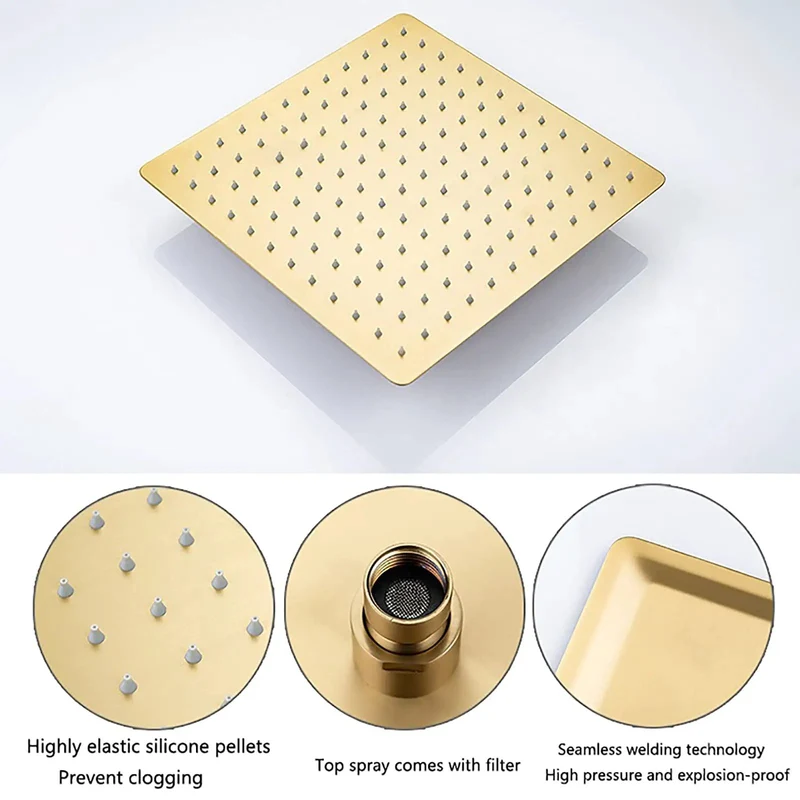 Straight Up Premium Brushed Gold Shower System With Thermostatic Brass Faucet And Wall Mounted Dual Head Combo Featuring Rotating Tub Spout And Smooth Water Flow For Laid Back Daily Comfort