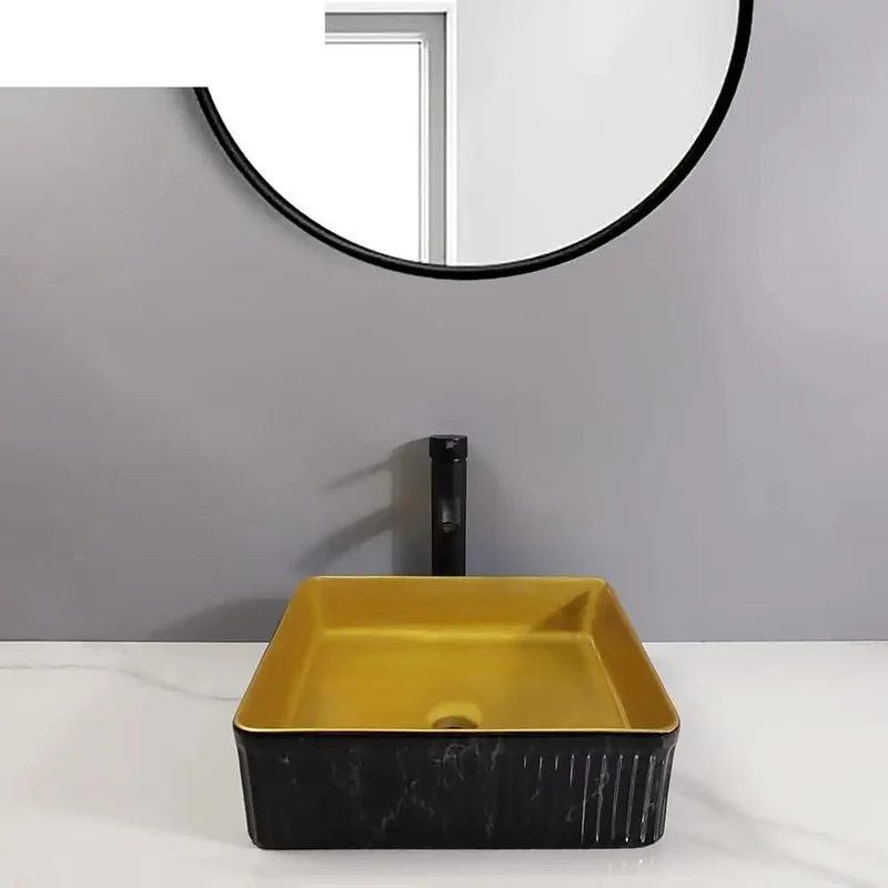 Elegant Square Ceramic Vessel Sink Adds Major Class To Your Home Or Hotel Vanity Setup Cleanable Countertop Basin With Sleek Curves For Modern Bathroom Vibes Upgrade Your Daily Wash Routine With This Slick Art Design