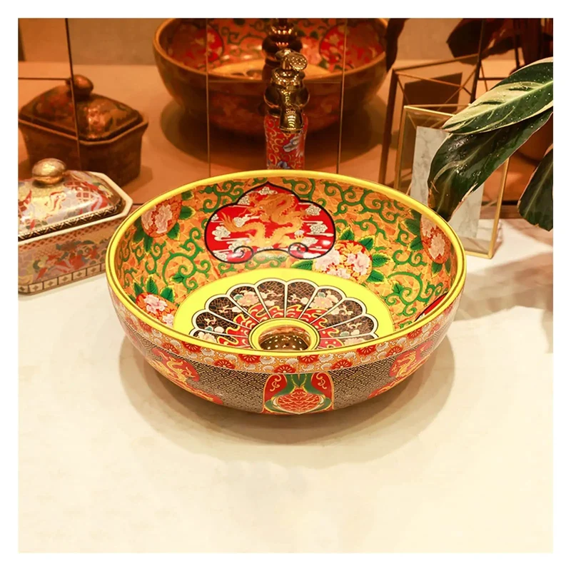 Round Vessel Sink Above Counter Bathroom Porcelain Art Bowl With Pop Up Drain Dope Ceramic Lavatory Top Pick For Modern Vanity Easy Clean Hand Finished Super Durable Game Changer