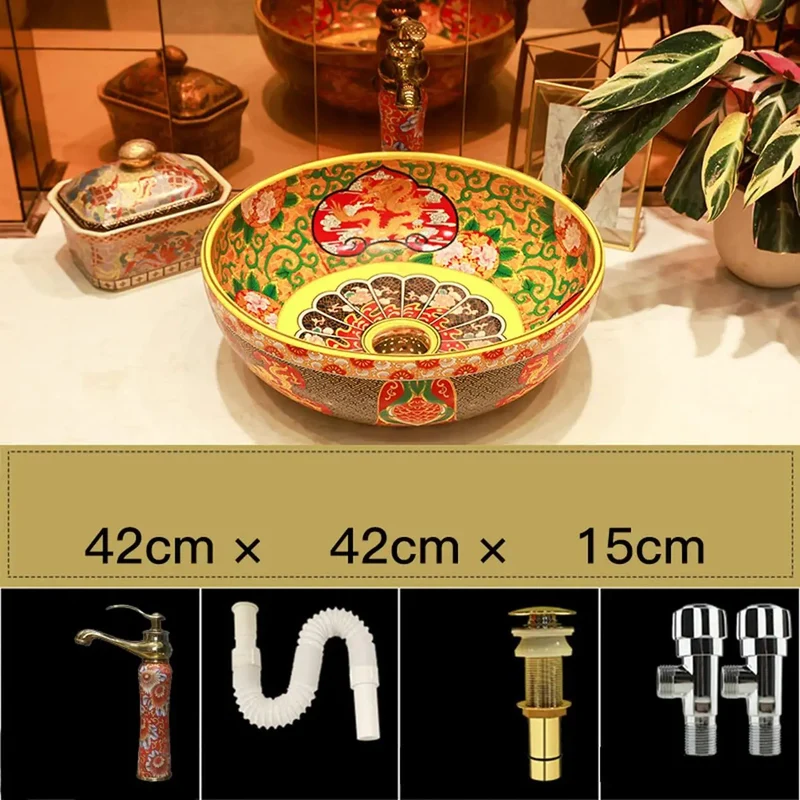 Round Vessel Sink Above Counter Bathroom Porcelain Art Bowl With Pop Up Drain Dope Ceramic Lavatory Top Pick For Modern Vanity Easy Clean Hand Finished Super Durable Game Changer