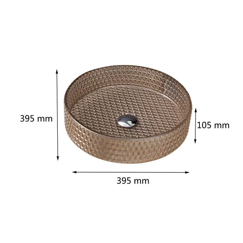 Rock Solid Round Vessel Sink With Brass Pop Up Drain Slick Crystal Finish For Countertop Vanity Zero Hassle Install Heavy Duty Glass Basin Straight Up Modern Art Sink Tough Build For Your Daily Grind Upgrade