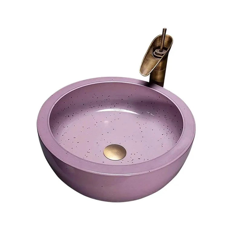 Killer 41 Cm Round Artistic Vessel Sink In Sweet Pink Ceramic Countertop Basin For Bathroom Vanity Above Counter Decor Lavatory Bowl Showroom Grade Smooth Finish