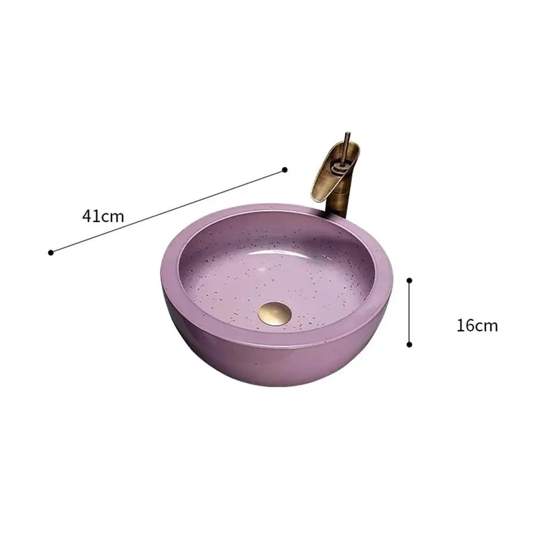 Killer 41 Cm Round Artistic Vessel Sink In Sweet Pink Ceramic Countertop Basin For Bathroom Vanity Above Counter Decor Lavatory Bowl Showroom Grade Smooth Finish