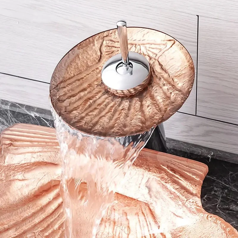 Top Shelf Shell Shaped Vessel Bathroom Sink In Premium Crystal Glass For Countertop Vanity Includes Hassle Free Faucet And Snappy Pop Up Drain For A Fresh Upgrade
