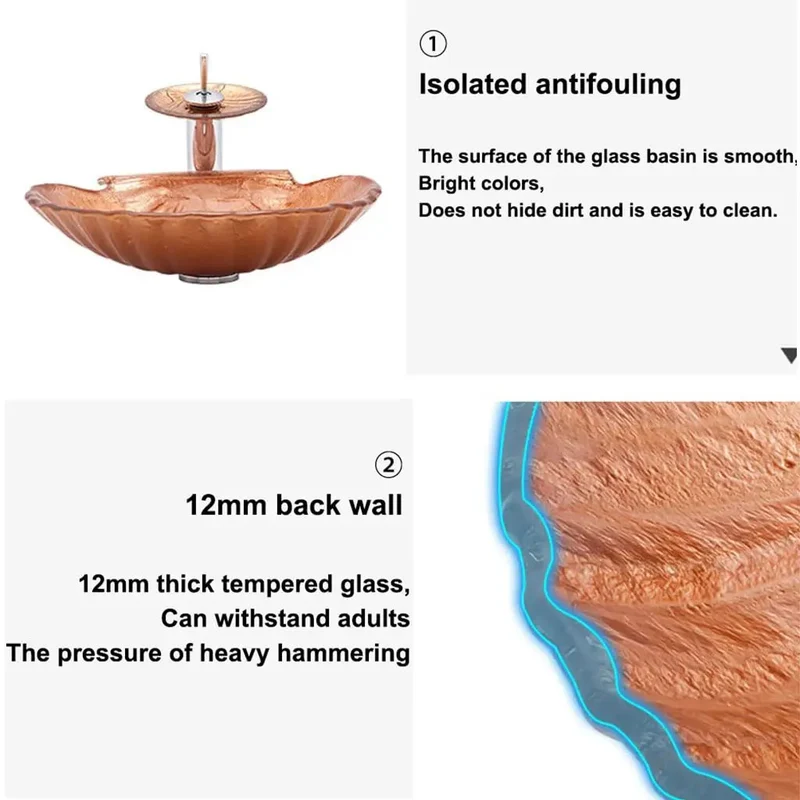 Top Shelf Shell Shaped Vessel Bathroom Sink In Premium Crystal Glass For Countertop Vanity Includes Hassle Free Faucet And Snappy Pop Up Drain For A Fresh Upgrade