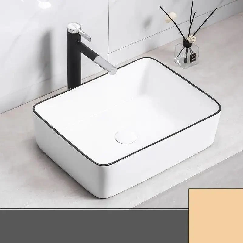 Top Shelf Ceramic Vessel Sink For Luxe Bathrooms Square Countertop Wash Basin Offering Killer Style And Big Time Durability Daily Perfect For Any Snazzy Home Renovation Featuring High Gloss Finish