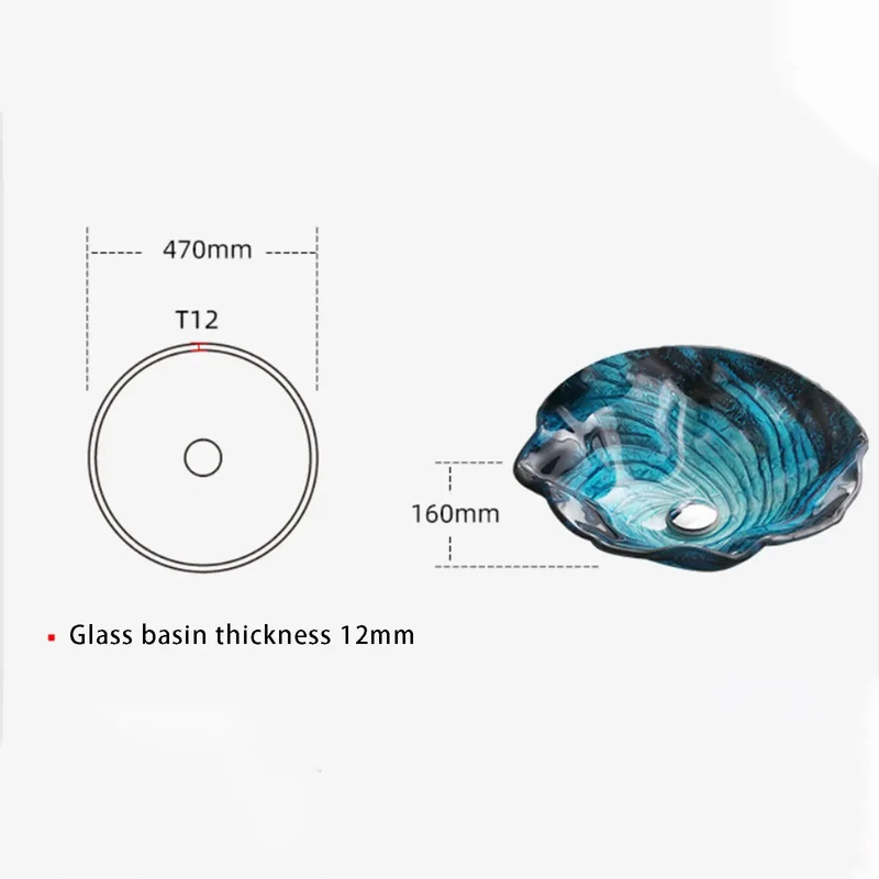 Blue Flower Shape Countertop Vessel Sink Combo Heat Treated Tempered Glass Vanity Bowl Fade Resistant Finish Built Tough To Outlast And Totally Level Up Your Decor