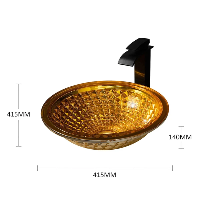 Hella Sturdy Round Vessel Sink With Smooth Waterfall Faucet Kit And Reliable Pop Up Drain Top Pick Above Counter Crystal Glass Basin For Sleek Bathroom Vanity Makeover