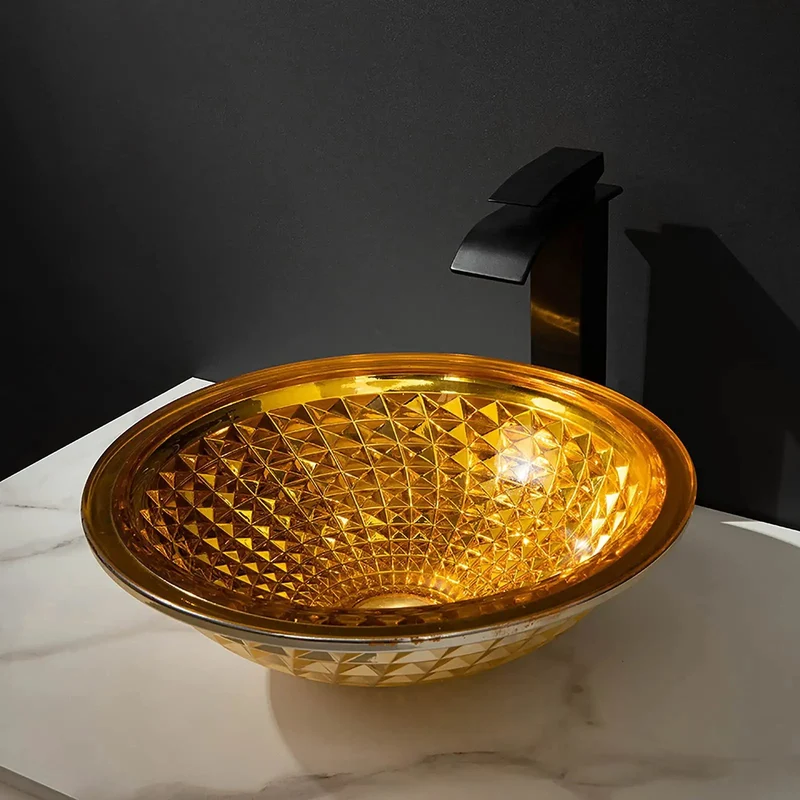 Hella Sturdy Round Vessel Sink With Smooth Waterfall Faucet Kit And Reliable Pop Up Drain Top Pick Above Counter Crystal Glass Basin For Sleek Bathroom Vanity Makeover