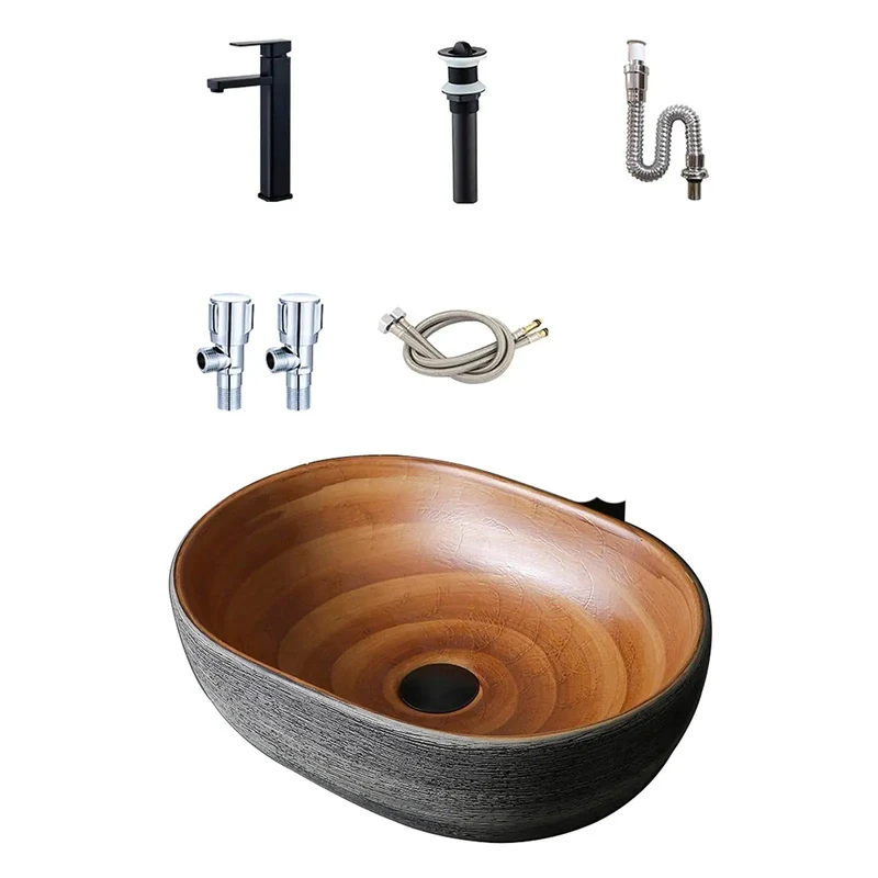 Fresh Handmade Ceramic Countertop Bathroom Sink Oval Vessel Basin Slick Glaze For Daily Routines Straight Up Kitchen Or Bath Game Changer Smooth Surface Space Saving Build Designed To Handle Years Of Everyday Vanity Use Easy Fix Install