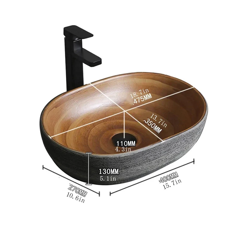 Fresh Handmade Ceramic Countertop Bathroom Sink Oval Vessel Basin Slick Glaze For Daily Routines Straight Up Kitchen Or Bath Game Changer Smooth Surface Space Saving Build Designed To Handle Years Of Everyday Vanity Use Easy Fix Install