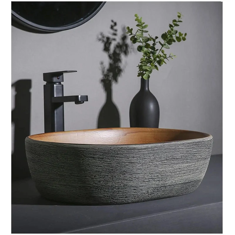 Fresh Handmade Ceramic Countertop Bathroom Sink Oval Vessel Basin Slick Glaze For Daily Routines Straight Up Kitchen Or Bath Game Changer Smooth Surface Space Saving Build Designed To Handle Years Of Everyday Vanity Use Easy Fix Install