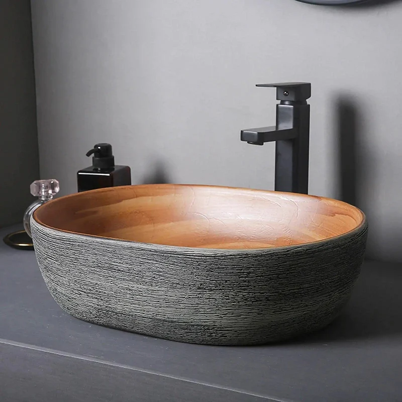 Fresh Handmade Ceramic Countertop Bathroom Sink Oval Vessel Basin Slick Glaze For Daily Routines Straight Up Kitchen Or Bath Game Changer Smooth Surface Space Saving Build Designed To Handle Years Of Everyday Vanity Use Easy Fix Install