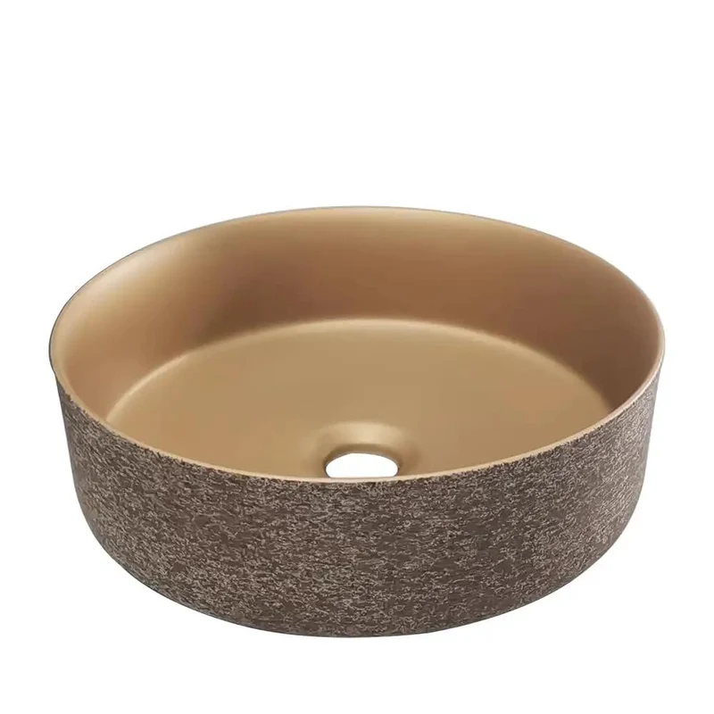 Round Countertop Vessel Sink Made From Premium Ceramic With A Slick Smooth Finish And Classy Artistic Curve Design Perfect For Adding A Touch Of Elegant Luxury To Your Bathroom Or Hotel Style Vanity Setup That Really Turns Heads And Keeps It Real Simple.
