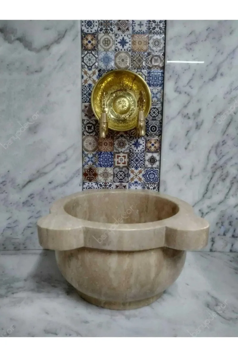Super Smooth Travertine Marble Vessel Sink For Master Bath Vanity Countertop Lowkey Durable Ecru Stone Basin With Natural Veining Total Game Changer For Modern Home Renovations