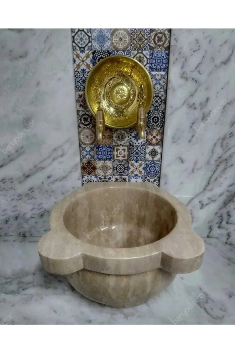 Super Smooth Travertine Marble Vessel Sink For Master Bath Vanity Countertop Lowkey Durable Ecru Stone Basin With Natural Veining Total Game Changer For Modern Home Renovations