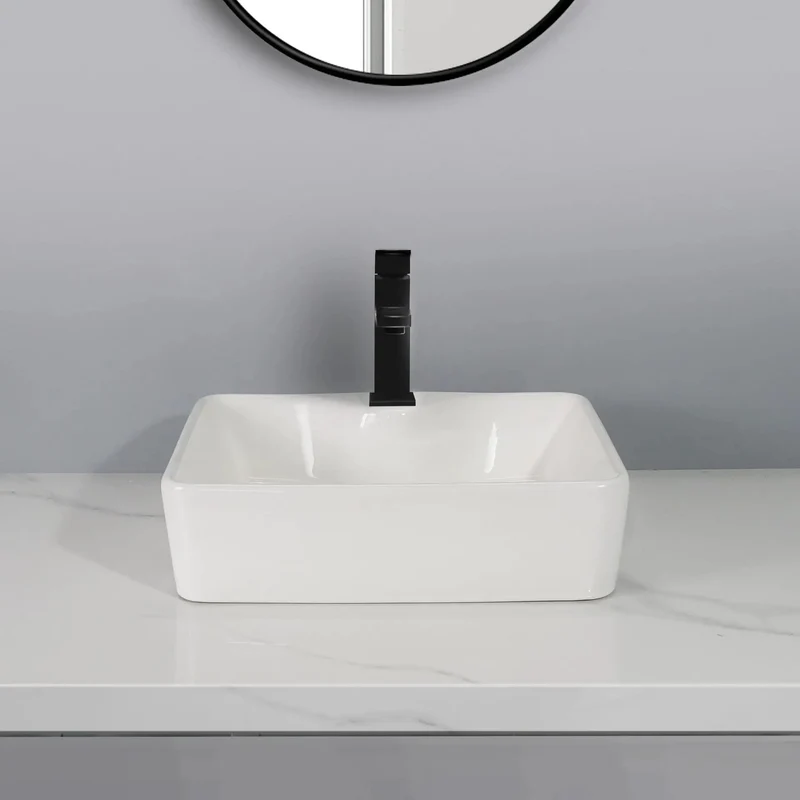 Square Ceramic Vessel Sink For Bathroom And Kitchen Tabletop With An Easy Clean Surface So Cleaning Up Is A Breeze Super Sleek Modern Washbasin Stands Strong Against Stains While Boosting Your Decor