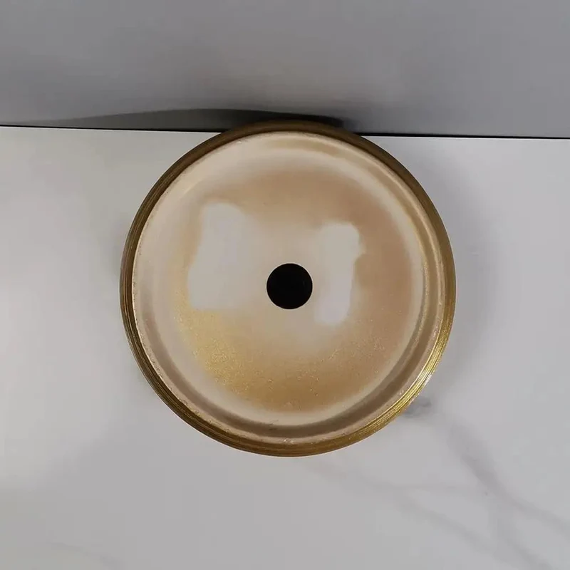 Round Golden Vessel Bathroom Sink Modern Counter Basin Art Wash Bowl Featuring Smooth Stain Resistant Glaze For No Sweat Cleanup And Drop Dead Gorgeous Long Shine