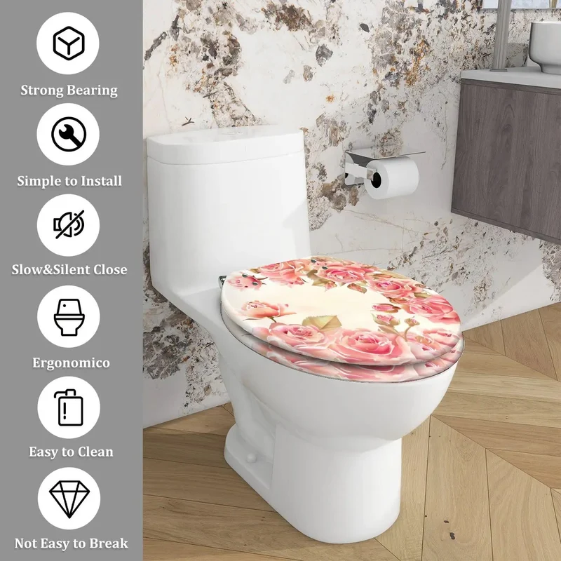 Top Shelf Elongated Resin Toilet Seat With Fully Adjustable Hinges And Universal Skirter Compatible Hardware For Plug And Play Bathroom Decor Refresh
