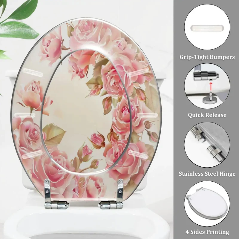 Top Shelf Elongated Resin Toilet Seat With Fully Adjustable Hinges And Universal Skirter Compatible Hardware For Plug And Play Bathroom Decor Refresh
