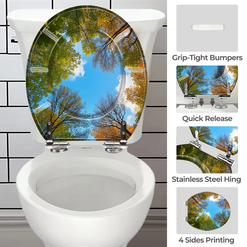 Universal Round Resin Toilet Seat For Bathroom Adjustable Hole Spacing No Sweat Mounting Rock Solid Fits Most Toilets Slick Design Dead Tight Seal Straight Up Grade Heavy Duty Finish