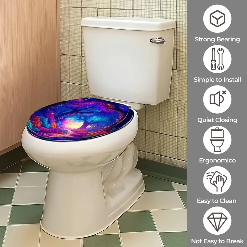 UV Reactive Round Toilet Seat With Universal Adjusting Mount Kit For Instant Bathroom Refresh Clean Lines Dead Simple No Drama Installation Fits Most Standard Models To Score That Fresh New Look Fast
