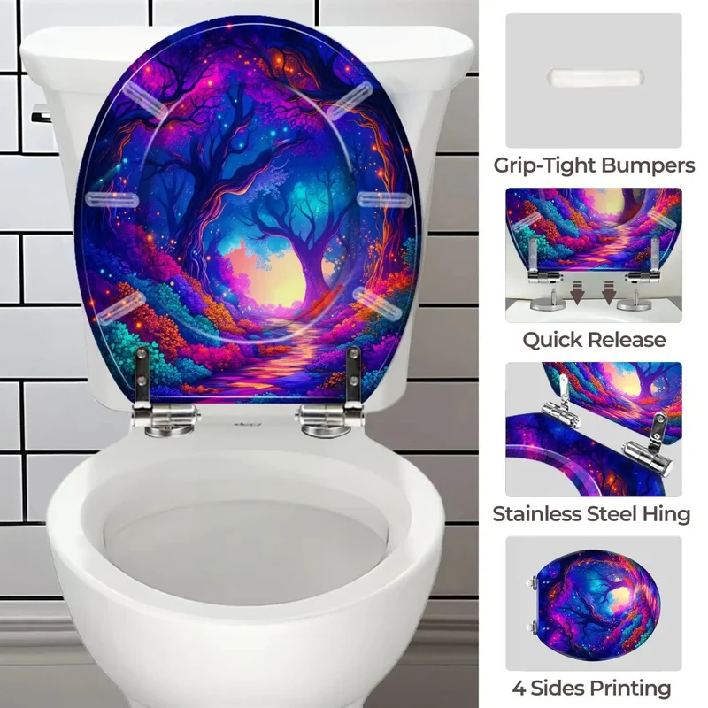 UV Reactive Round Toilet Seat With Universal Adjusting Mount Kit For Instant Bathroom Refresh Clean Lines Dead Simple No Drama Installation Fits Most Standard Models To Score That Fresh New Look Fast
