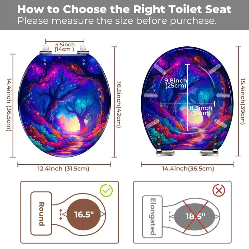 UV Reactive Round Toilet Seat With Universal Adjusting Mount Kit For Instant Bathroom Refresh Clean Lines Dead Simple No Drama Installation Fits Most Standard Models To Score That Fresh New Look Fast