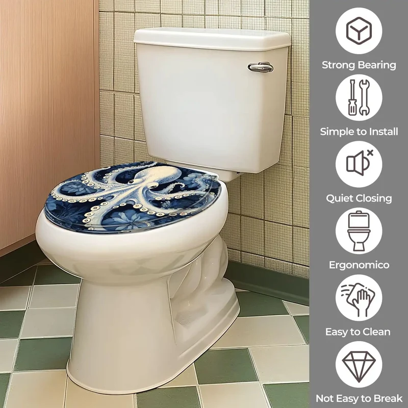 No Sweat Heavy Duty Round Resin Toilet Seat For Bathroom With Adjustable Four To Seven Inch Bolt Hole Spacing Universal Fit Quick Snap Install Smooth Durable Finish