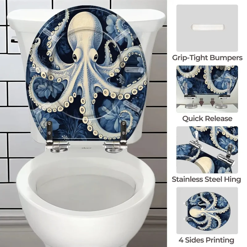No Sweat Heavy Duty Round Resin Toilet Seat For Bathroom With Adjustable Four To Seven Inch Bolt Hole Spacing Universal Fit Quick Snap Install Smooth Durable Finish