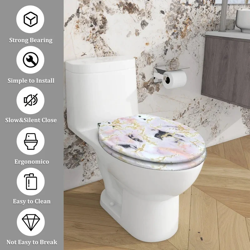 Smooth Ride Elongated Resin Toilet Seat For Bathroom Zero Drama Quick Release Hinges And Adjustable American Standard Fit Compatible With Skirter Design Toilets For Easy Home Swaps