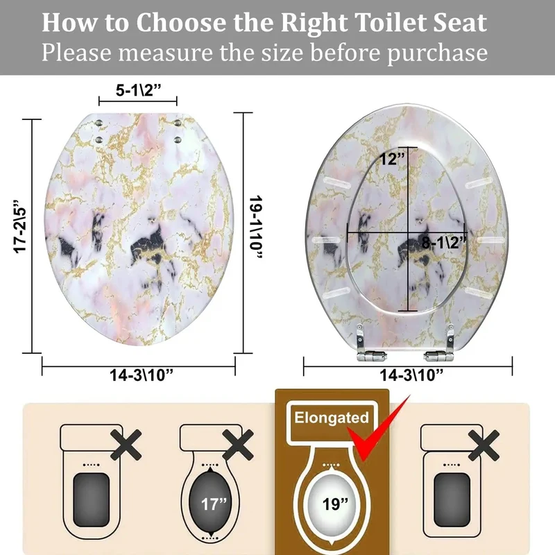 Smooth Ride Elongated Resin Toilet Seat For Bathroom Zero Drama Quick Release Hinges And Adjustable American Standard Fit Compatible With Skirter Design Toilets For Easy Home Swaps