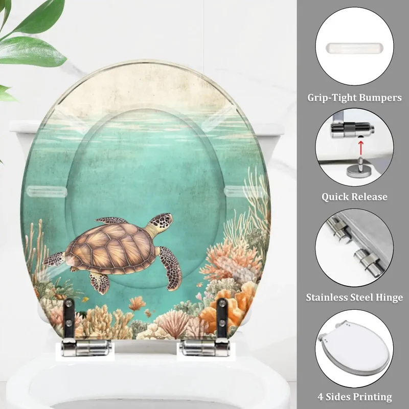 Round Molded Resin Toilet Seat For Bathroom With Quick Adjustable Hinges And Universal Mount Hardware That Snaps Right On For A Secure Lock And Effortless Grime Wipe Down Routine Any Day