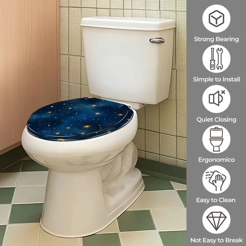Round Resin Toilet Seat For Bathroom Adjustable Bolt Spacing Easy Swap Universal Fit Standard Models Heavy Duty Build Includes Full Hardware Set For Quick Home Update