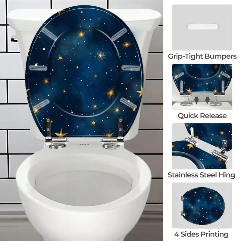 Round Resin Toilet Seat For Bathroom Adjustable Bolt Spacing Easy Swap Universal Fit Standard Models Heavy Duty Build Includes Full Hardware Set For Quick Home Update