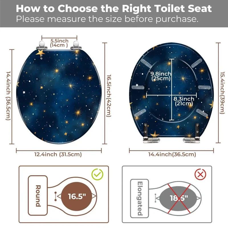 Round Resin Toilet Seat For Bathroom Adjustable Bolt Spacing Easy Swap Universal Fit Standard Models Heavy Duty Build Includes Full Hardware Set For Quick Home Update