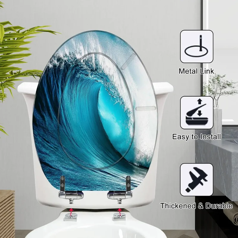 Elongated Resin Toilet Seat with Adjustable Hinges Fits 18.5 by 14.5 Inches Easy Mount Standard Width for Bathroom Upgrade Durable Heavy Duty Resin Comfortable Seating Rock Solid Construction